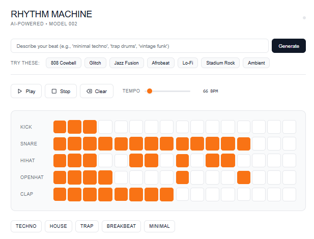 Interactive drum machine